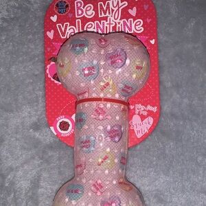 NEW-Valentine's Day Pink Dog Toy Squeaky Bone  w/Sweethearts. ALSO Rose Scented